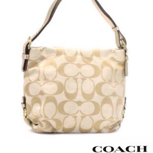 NWT Coach Khaki Gold Signature C Shoulder Hobo Bag